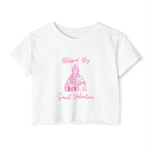 Blessed By Saint Valentine Women's Crop Tee