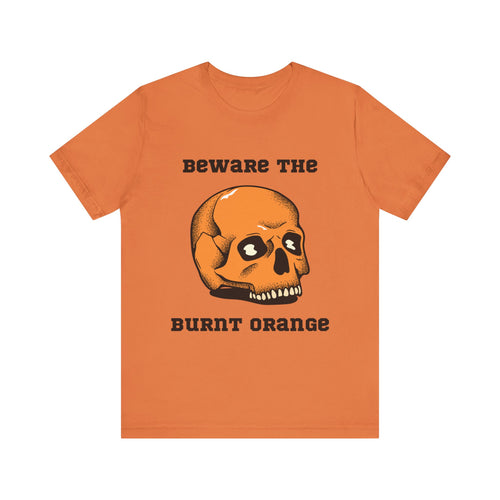 Beware the Burnt Orange Skull UT Halloween Women's Jersey Short Sleeve Tee