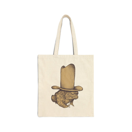 Toad with a Top Hat Cotton Canvas Tote Bag