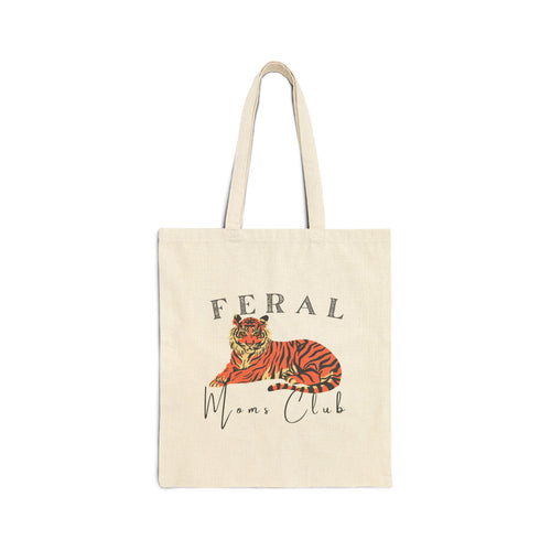 Feral Moms Club Cotton Canvas Tote Bag - Eco-Friendly Grocery & Beach Bag