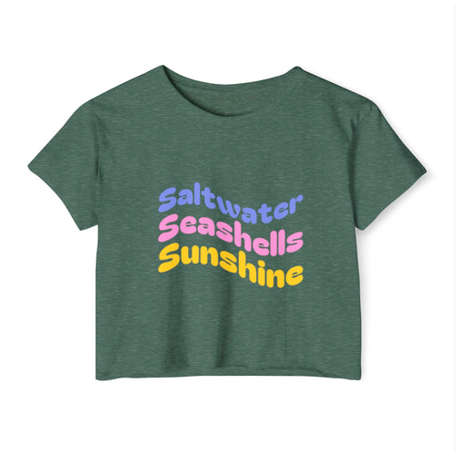 Saltwater, Seashells, Sunshine Women's Festival Crop Top