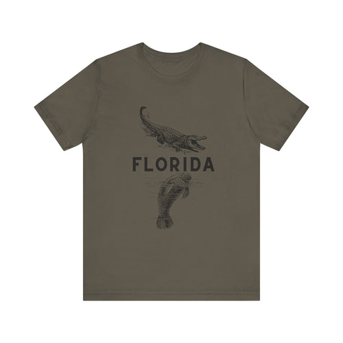 Florida Manatee & Alligator Unisex Jersey Short Sleeve Tee