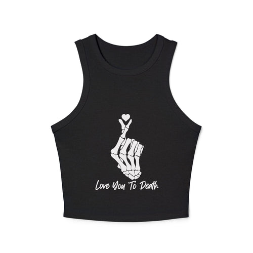 Love You To Death Pinch heart Women's Micro Rib Racer Tank Top