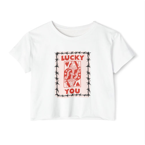 Lucky You Queen Women's Crop Tee