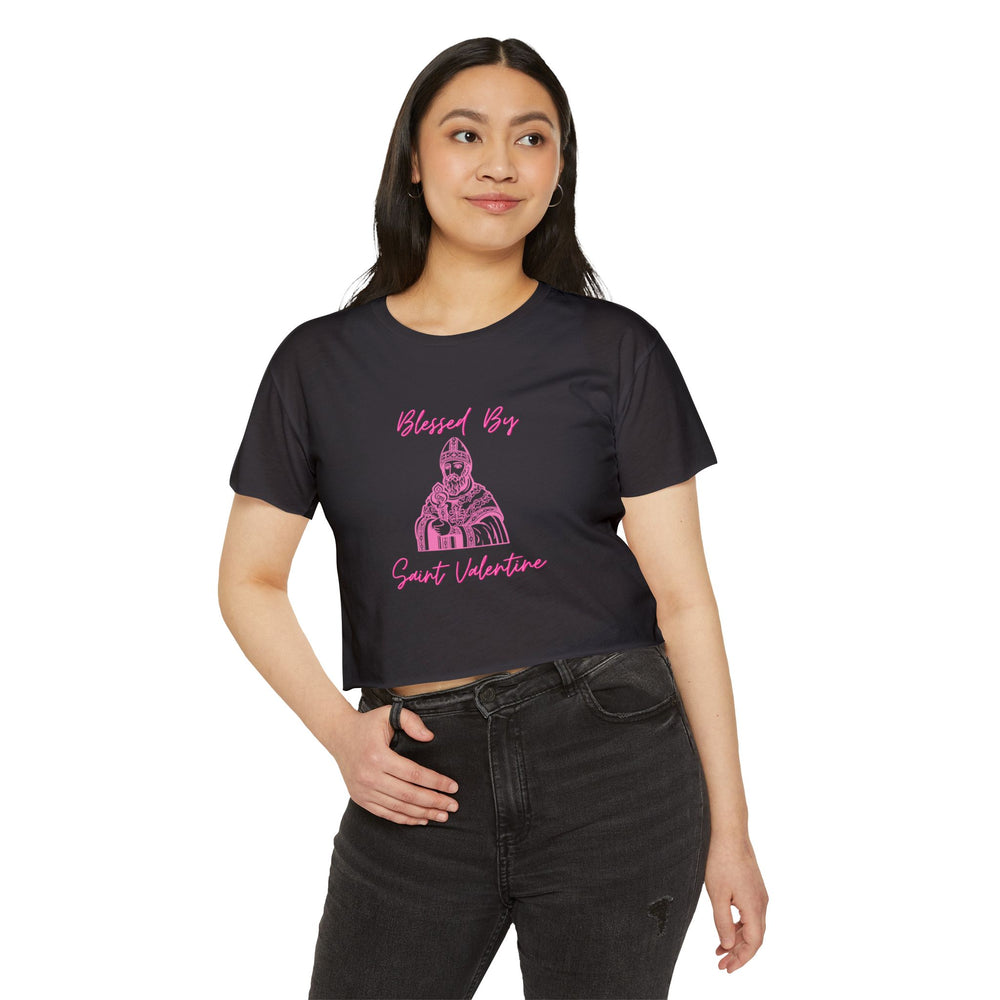 Blessed By Saint Valentine Women's Crop Tee