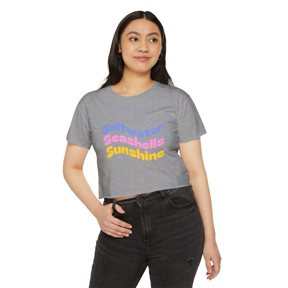 Saltwater, Seashells, Sunshine Women's Festival Crop Top