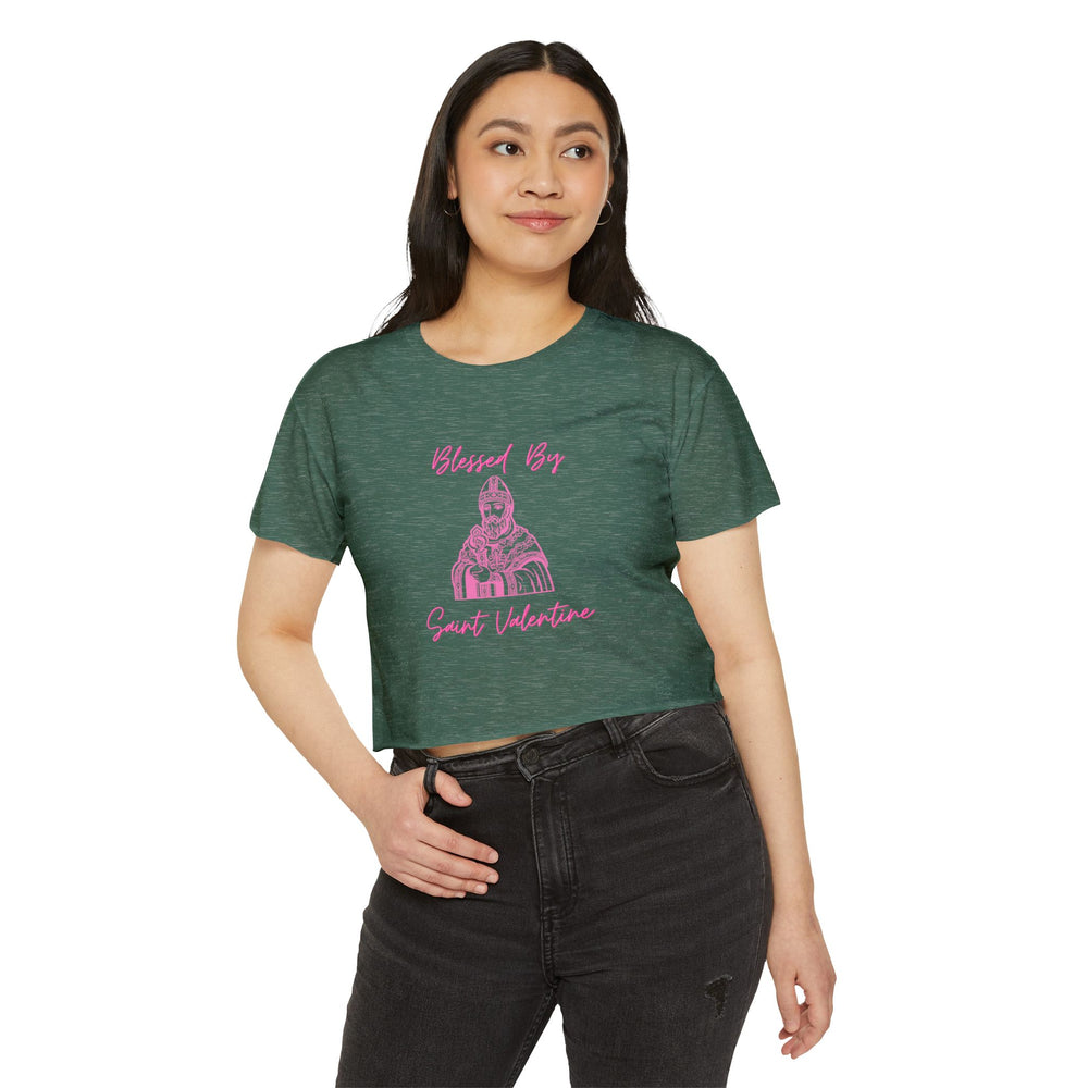 Blessed By Saint Valentine Women's Crop Tee