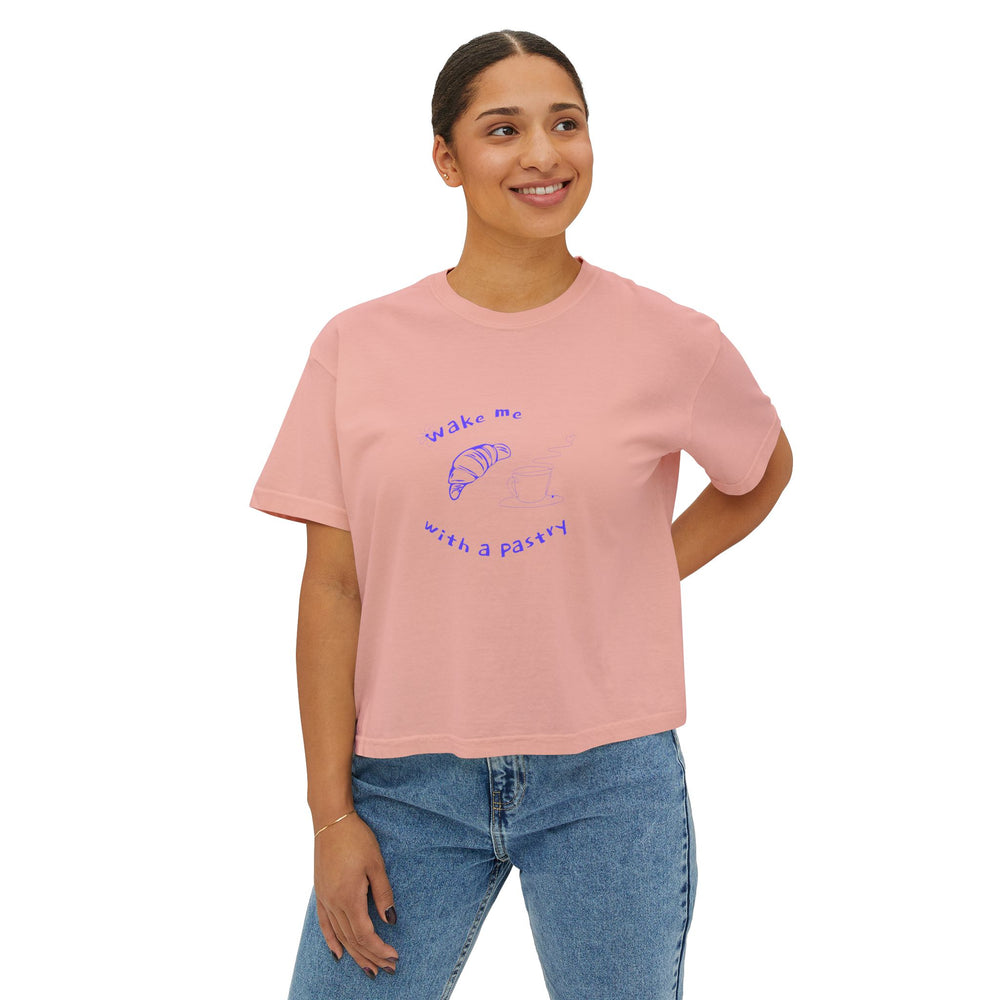 Wake Me With a Pastry – Cozy Boxy Tee for Spring & Summer