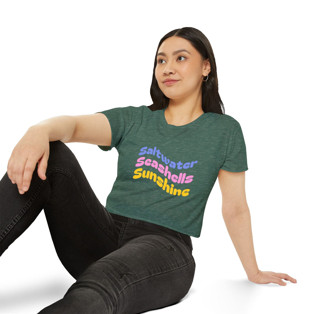 Saltwater, Seashells, Sunshine Women's Festival Crop Top