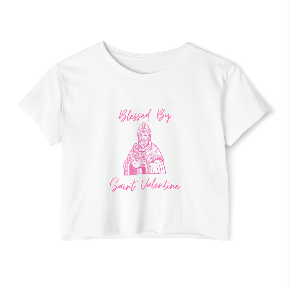 Blessed By Saint Valentine Women's Crop Tee