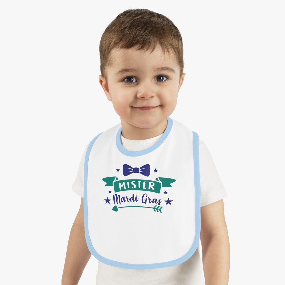 Mister Mardi Gras Baby Contrast Trim Jersey Bib