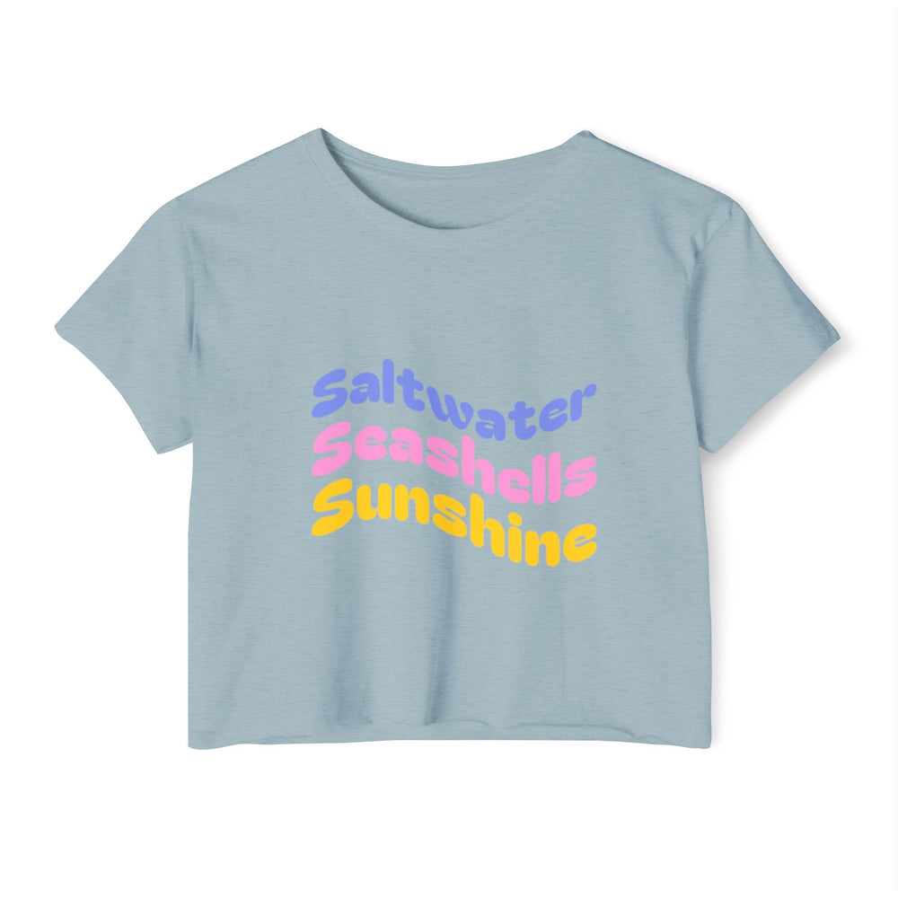 Saltwater, Seashells, Sunshine Women's Festival Crop Top