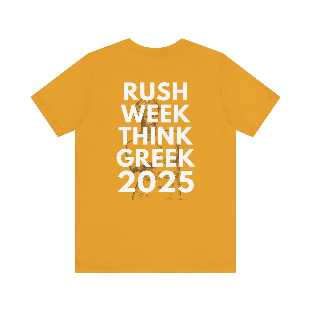 Rush Week Think Greek 2025 Sorority & Fraternity Jersey Short Sleeve Tee