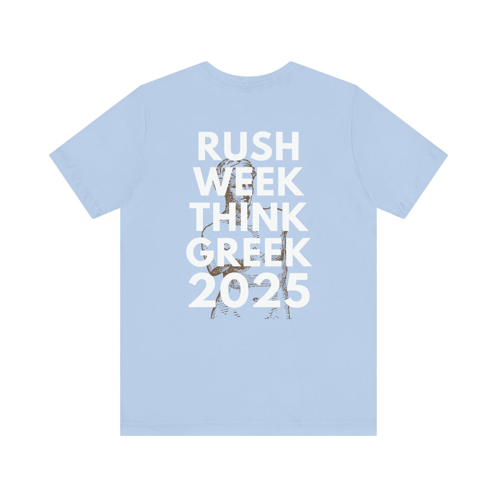 Rush Week Think Greek 2025 Sorority & Fraternity Jersey Short Sleeve Tee