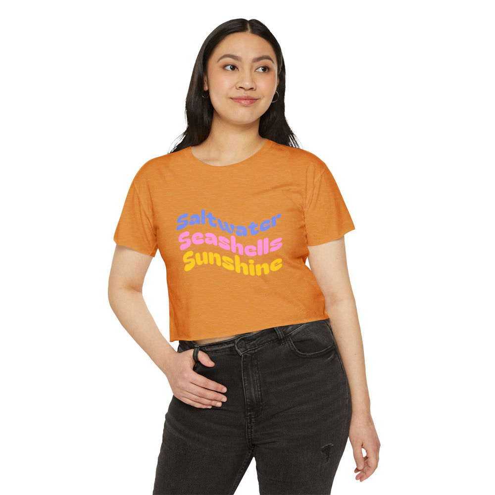 Saltwater, Seashells, Sunshine Women's Festival Crop Top