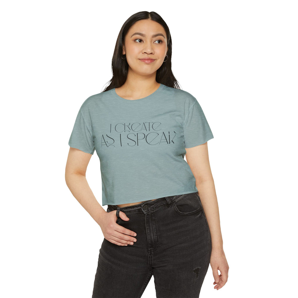 🎤 I Create As I Speak – Women’s Festival Crop Tee