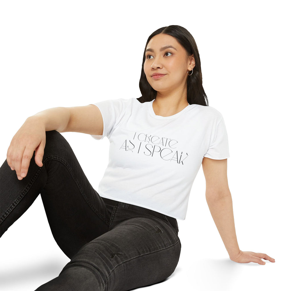 🎤 I Create As I Speak – Women’s Festival Crop Tee