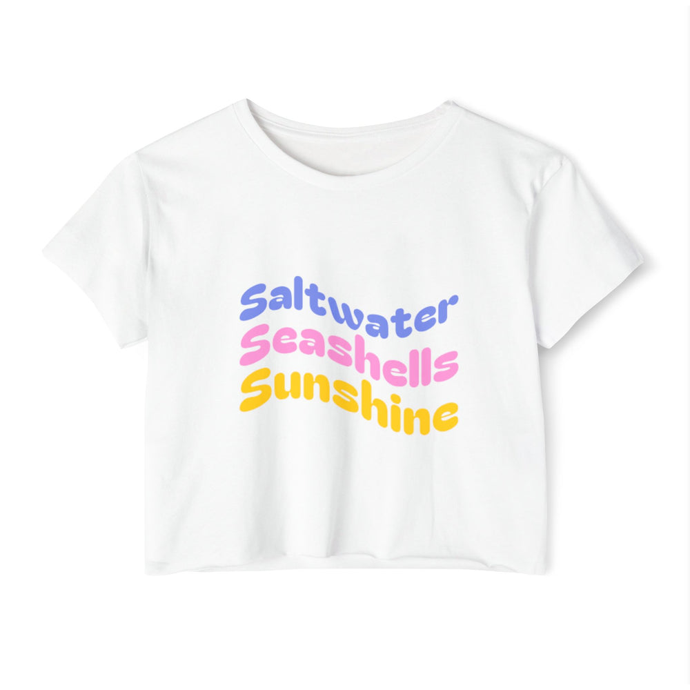 Saltwater, Seashells, Sunshine Women's Festival Crop Top