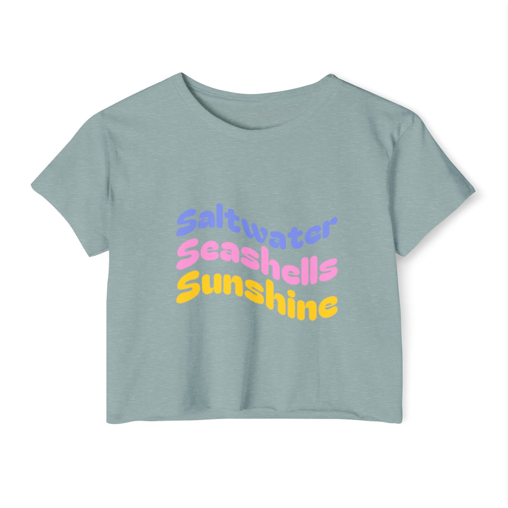 Saltwater, Seashells, Sunshine Women's Festival Crop Top