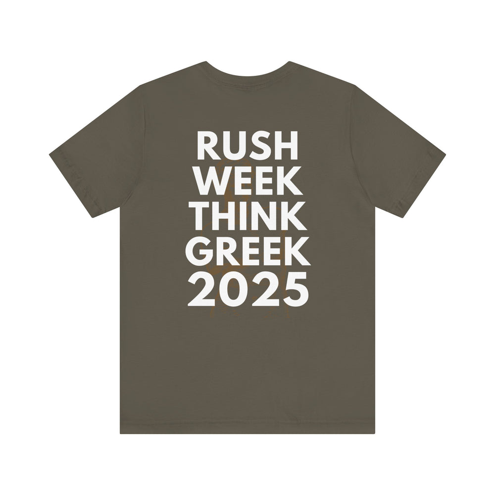 Rush Week Think Greek 2025 Sorority & Fraternity Jersey Short Sleeve Tee