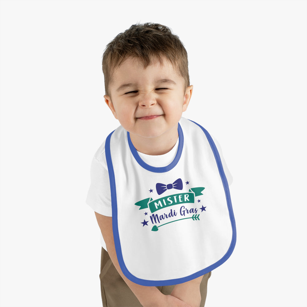 Mister Mardi Gras Baby Contrast Trim Jersey Bib