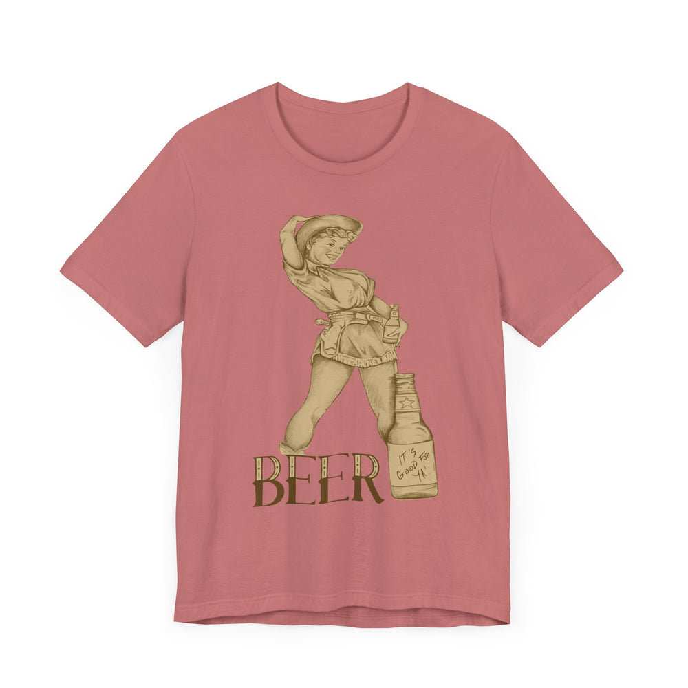 Beer Pinup (It's Good For Ya!) Jersey Short Sleeve Tee
