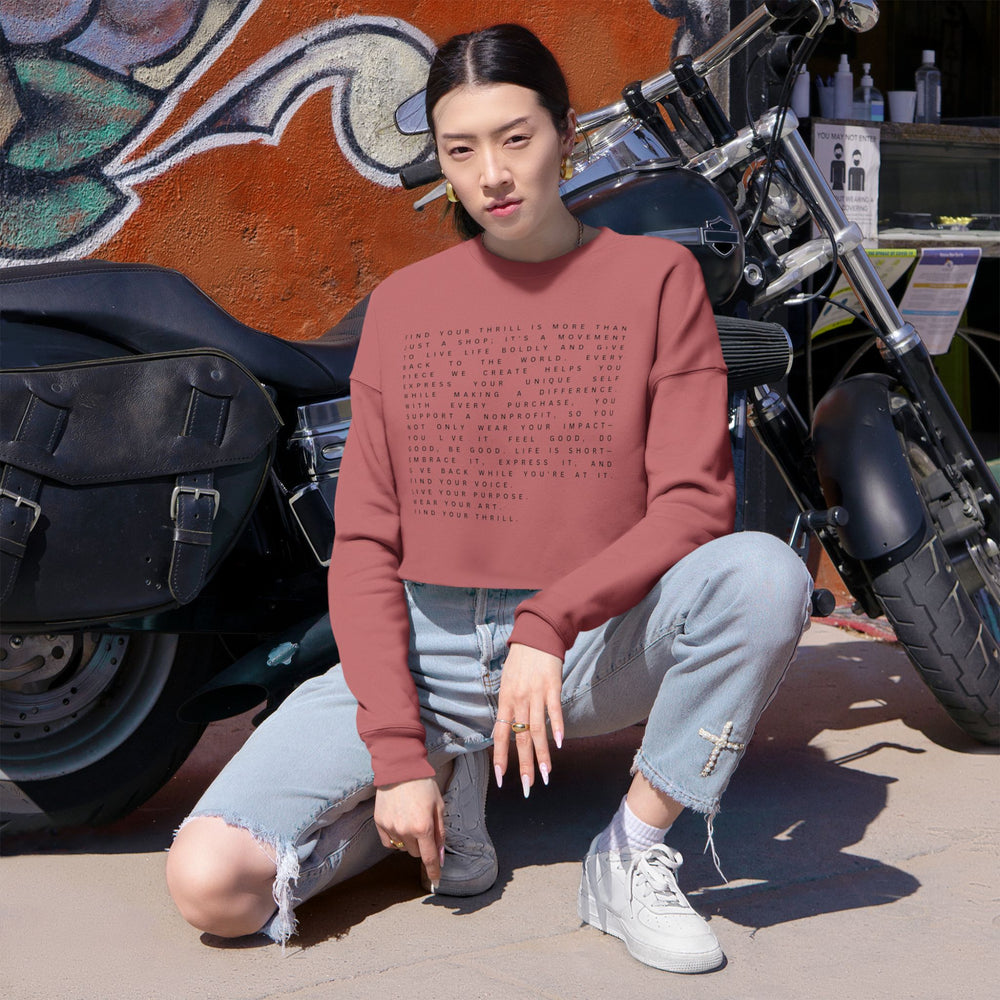 Find Your Thrill Mantra Women's Cropped Sweatshirt – Bold Style, Bigger Purpose 🌞💛