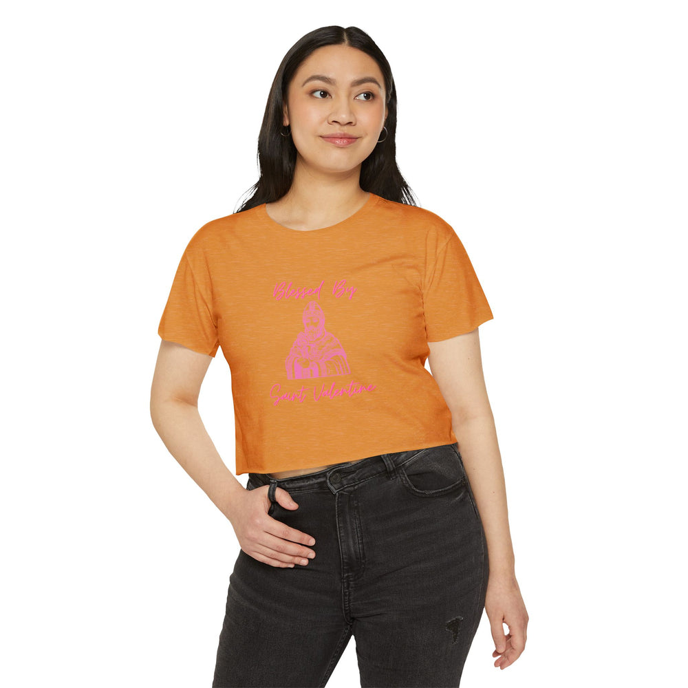 Blessed By Saint Valentine Women's Crop Tee
