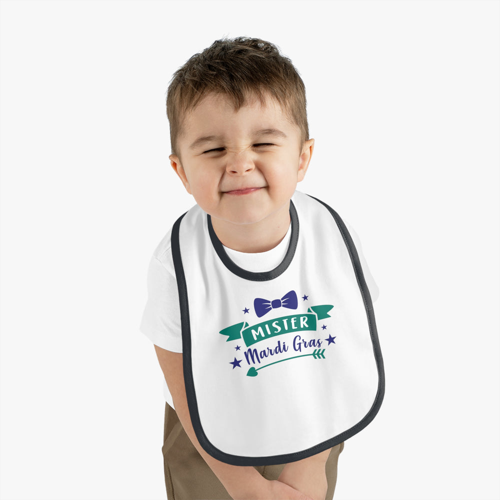 Mister Mardi Gras Baby Contrast Trim Jersey Bib