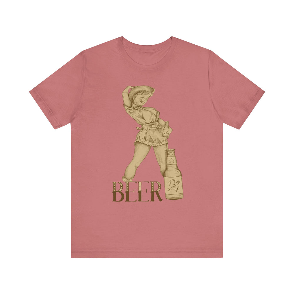 Beer Pinup (It's Good For Ya!) Jersey Short Sleeve Tee