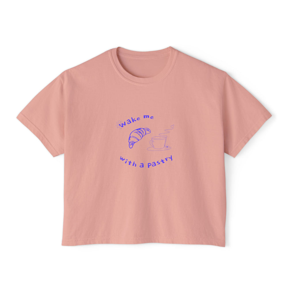 Wake Me With a Pastry – Cozy Boxy Tee for Spring & Summer