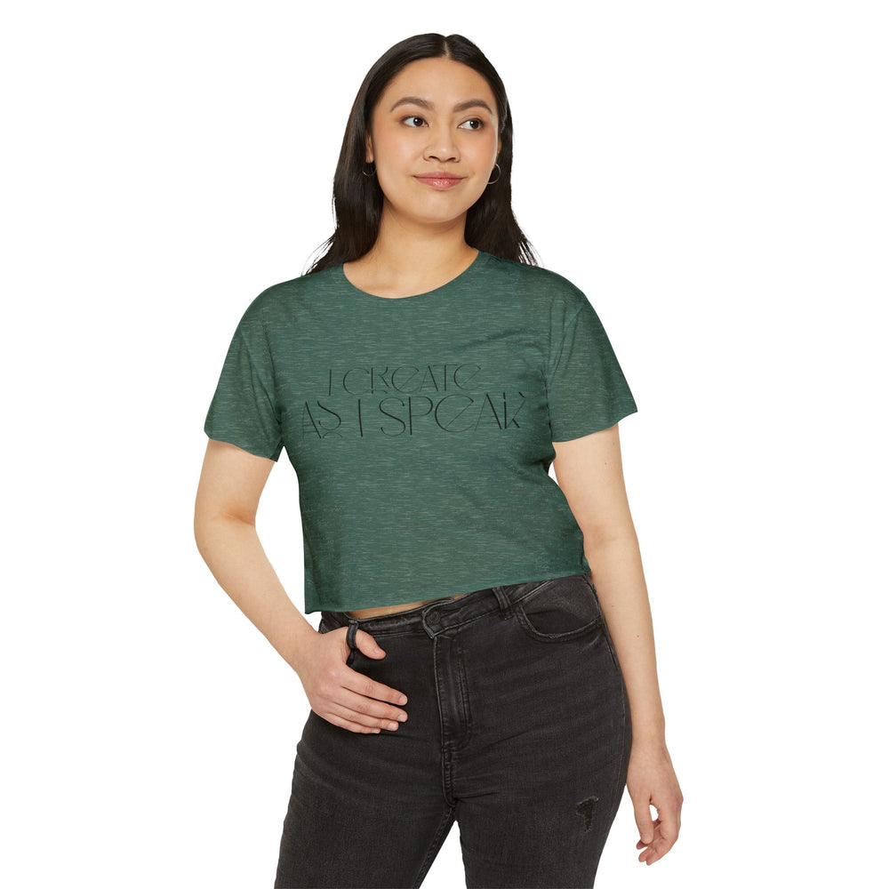 🎤 I Create As I Speak – Women’s Festival Crop Tee