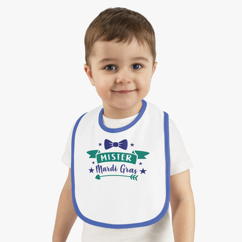 Mister Mardi Gras Baby Contrast Trim Jersey Bib