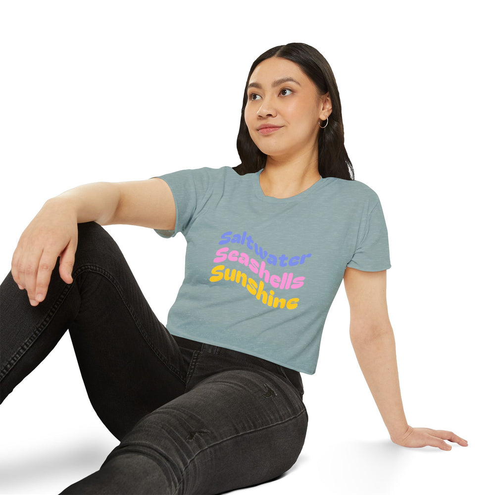 Saltwater, Seashells, Sunshine Women's Festival Crop Top