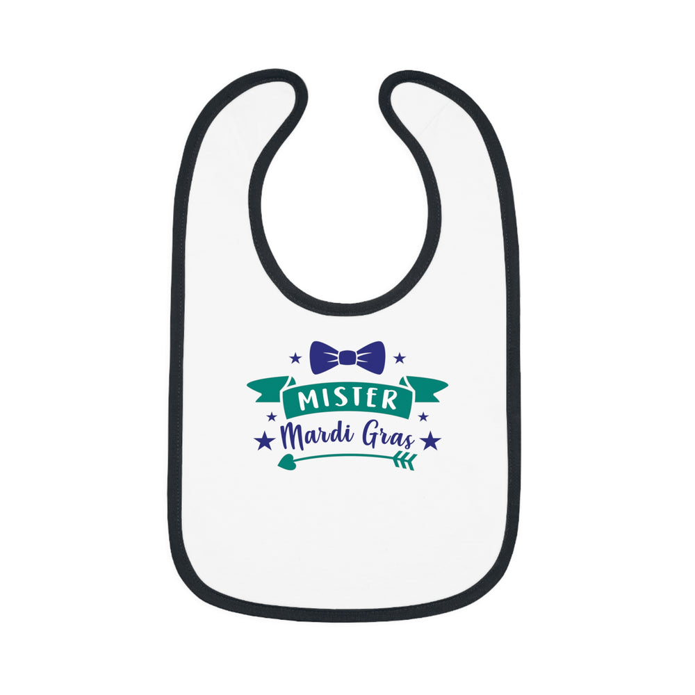 Mister Mardi Gras Baby Contrast Trim Jersey Bib