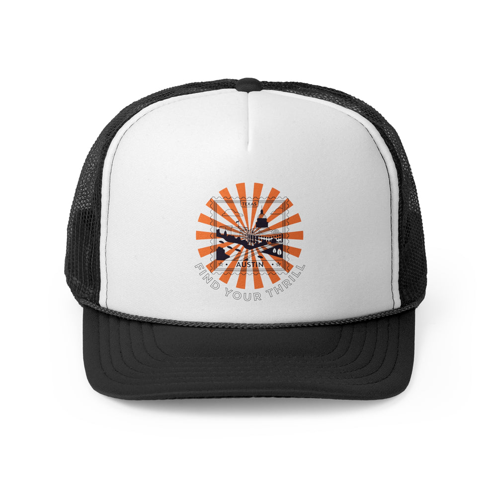 Find Your Thrill ATX Stamp Trucker Cap – Austin Spirit, Adventure Vibes 🤠🌆