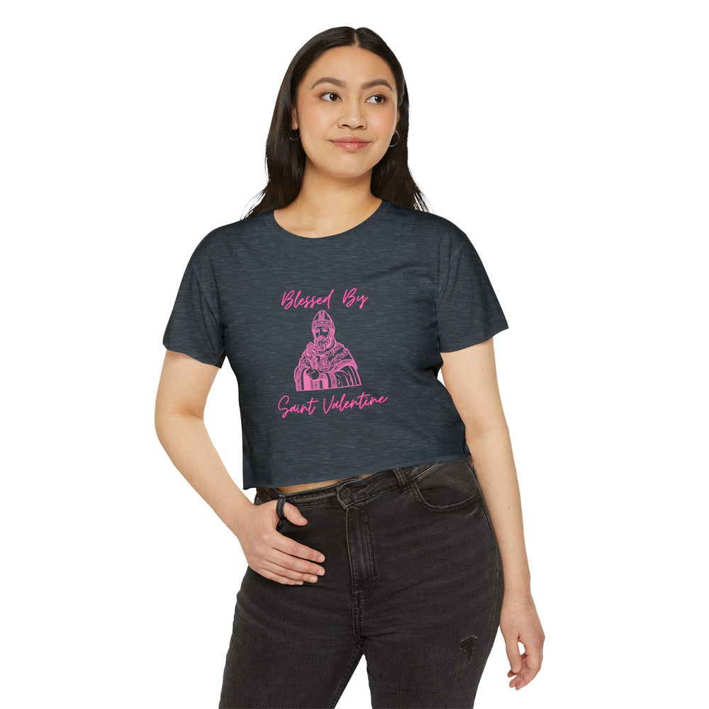 Blessed By Saint Valentine Women's Crop Tee