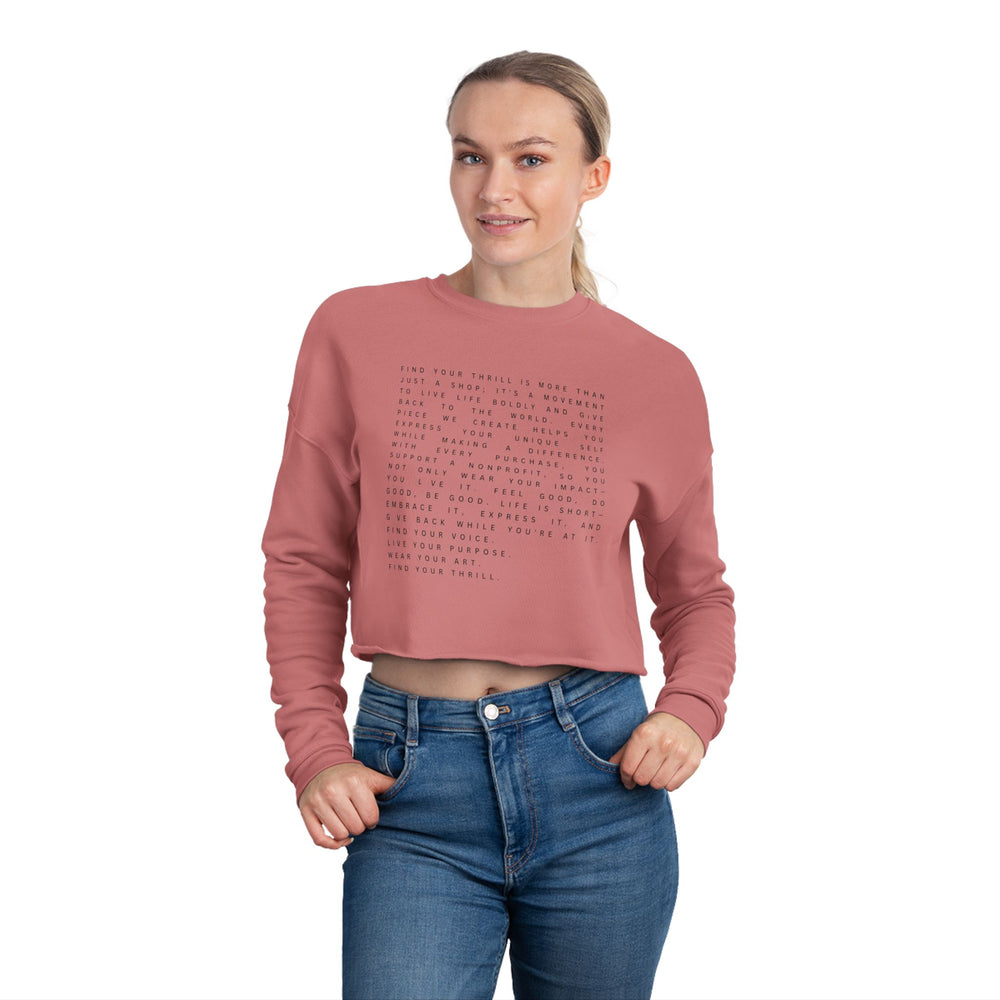 Find Your Thrill Mantra Women's Cropped Sweatshirt – Bold Style, Bigger Purpose 🌞💛