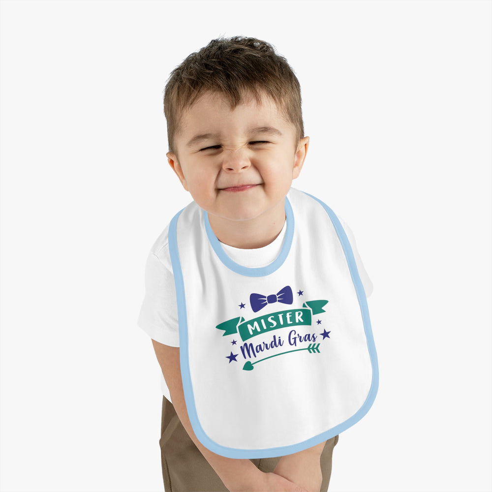 Mister Mardi Gras Baby Contrast Trim Jersey Bib