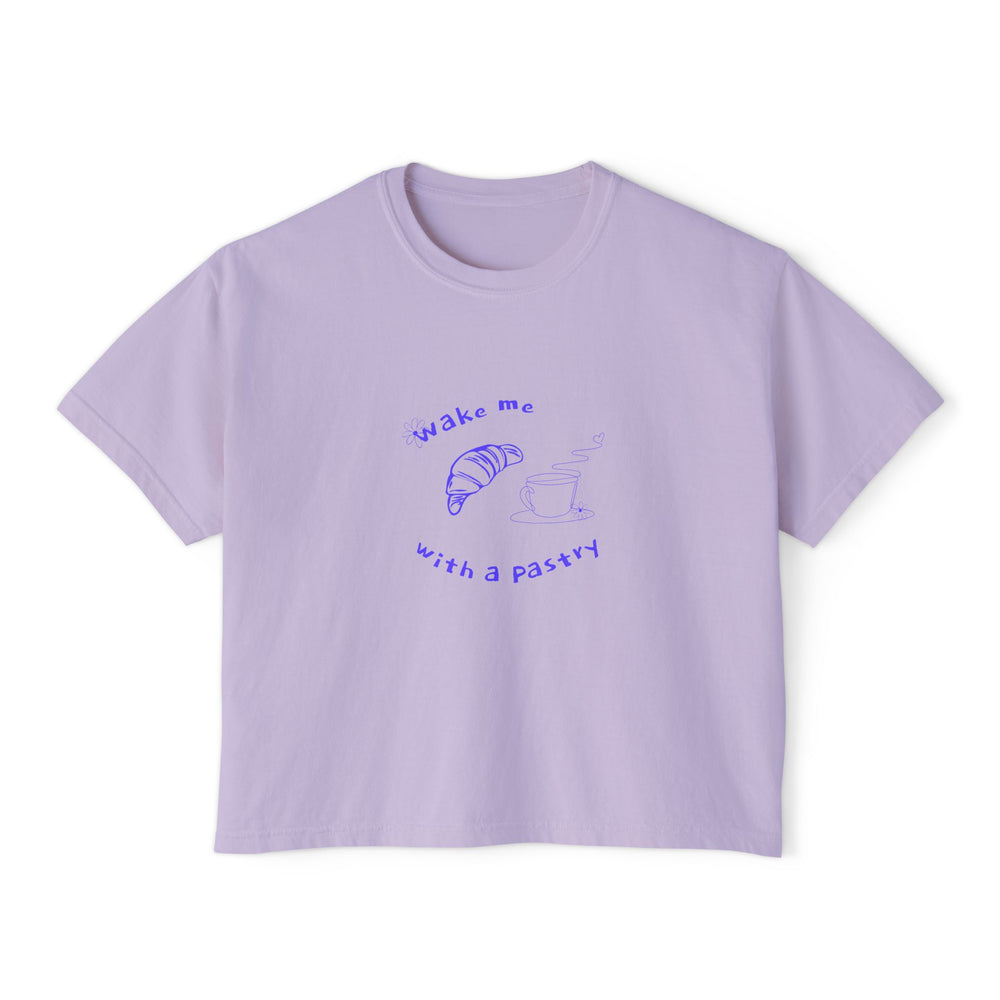 Wake Me With a Pastry – Cozy Boxy Tee for Spring & Summer