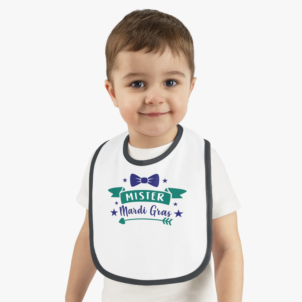 Mister Mardi Gras Baby Contrast Trim Jersey Bib