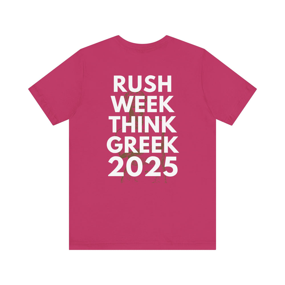 Rush Week Think Greek 2025 Sorority & Fraternity Jersey Short Sleeve Tee