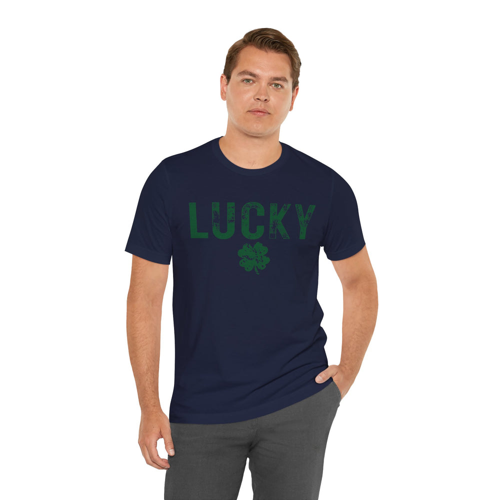 Lucky Distressed Clover Men's Short Sleeve Tee