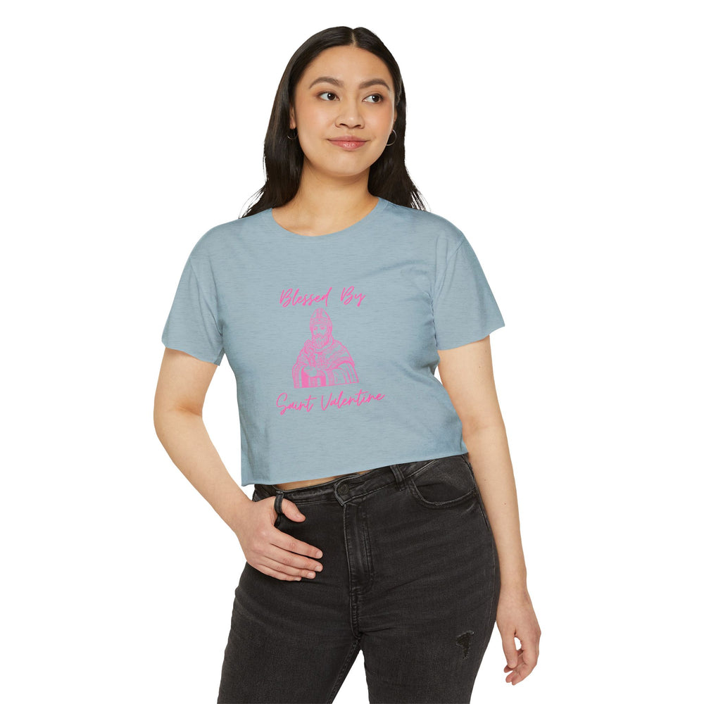 Blessed By Saint Valentine Women's Crop Tee