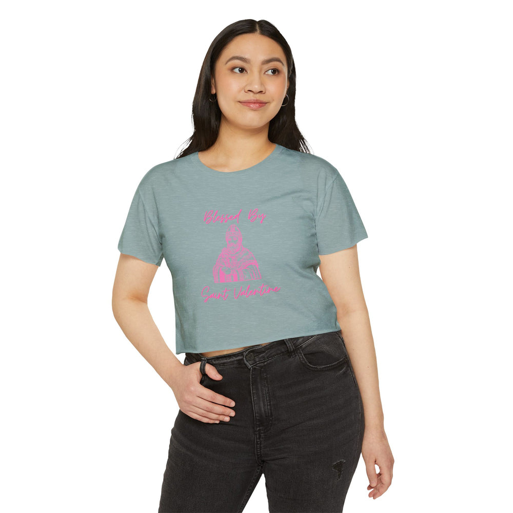 Blessed By Saint Valentine Women's Crop Tee