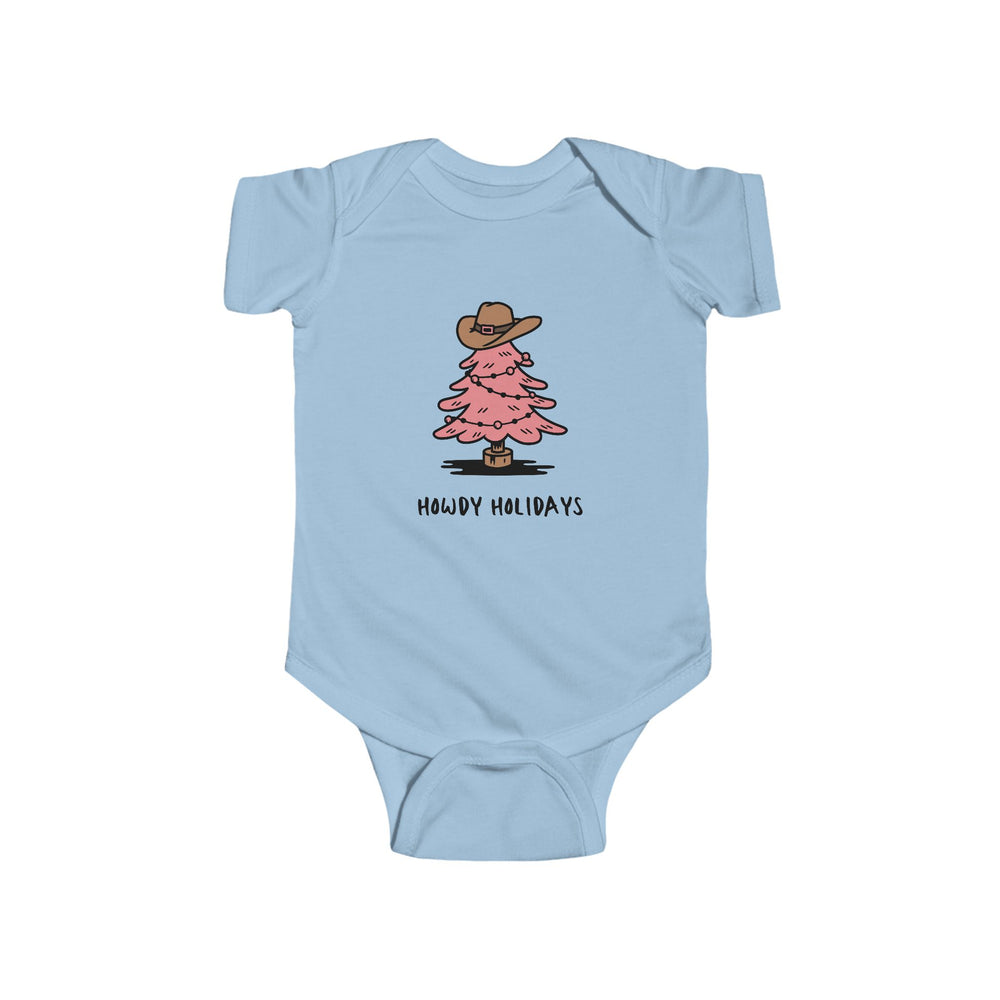Howdy Holidays Pink Tree Baby Onesie