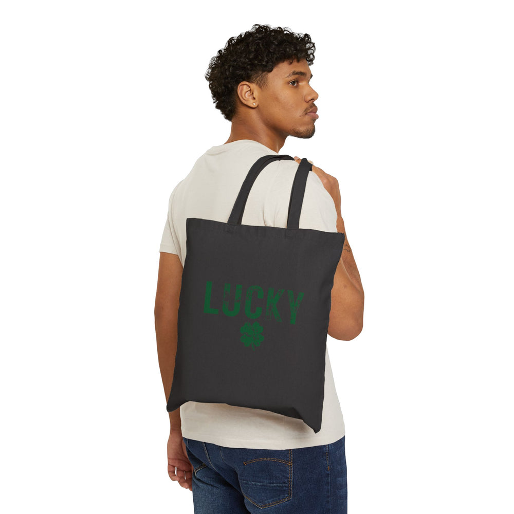 Lucky Distressed Clover Cotton Canvas Tote – Carry Luck Wherever You Go 🍀🛍️