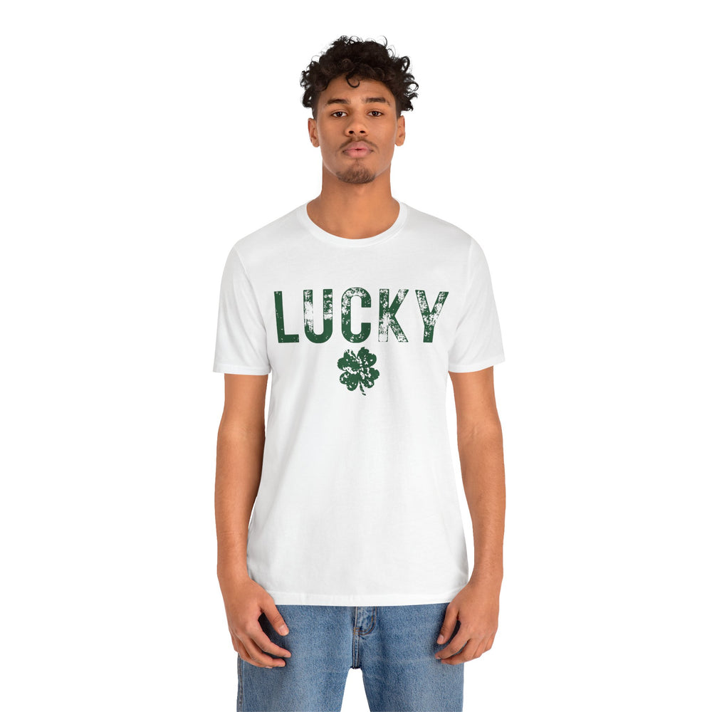 Lucky Distressed Clover Men's Short Sleeve Tee