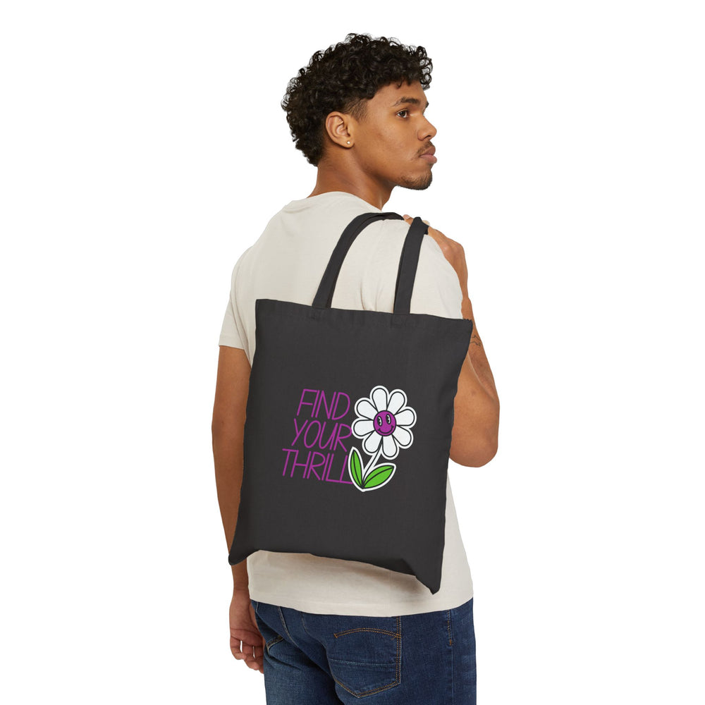 Find Your Thrill Happy Flower Cotton Canvas Tote Bag