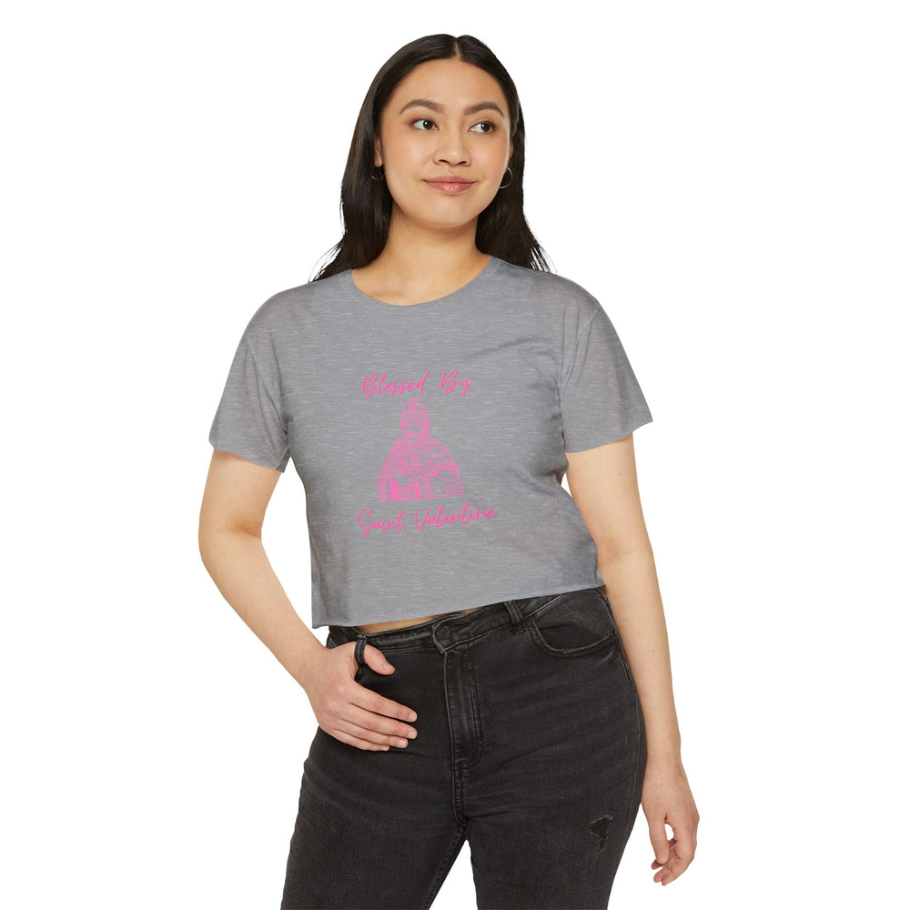 Blessed By Saint Valentine Women's Crop Tee
